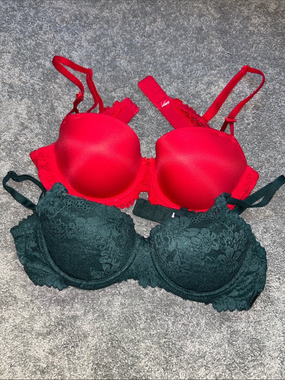 Pink brand balconet Bra Set - Red & Deep Green